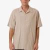 Hot Thrills Minimal Stripe Bowling Shirt - Heritage White HeritageWhite