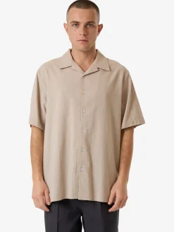 Clearance Thrills Minimal Stripe Bowling Shirt - Brindle