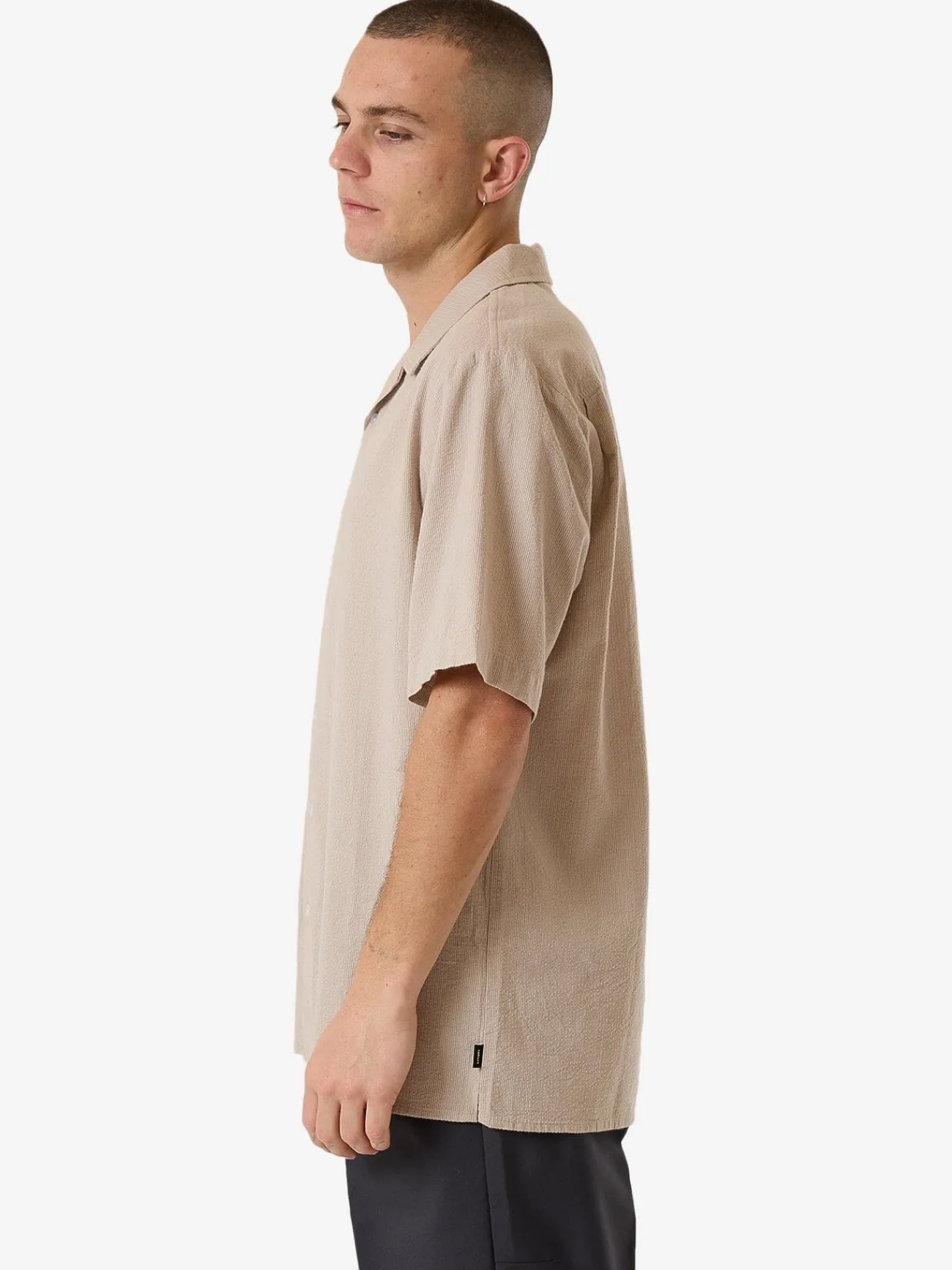 Clearance Thrills Minimal Stripe Bowling Shirt - Brindle