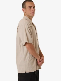 Hot Thrills Minimal Stripe Bowling Shirt - Heritage White HeritageWhite