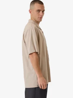 Clearance Thrills Minimal Stripe Bowling Shirt - Brindle