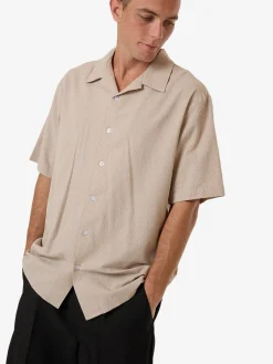 Hot Thrills Minimal Stripe Bowling Shirt - Heritage White HeritageWhite