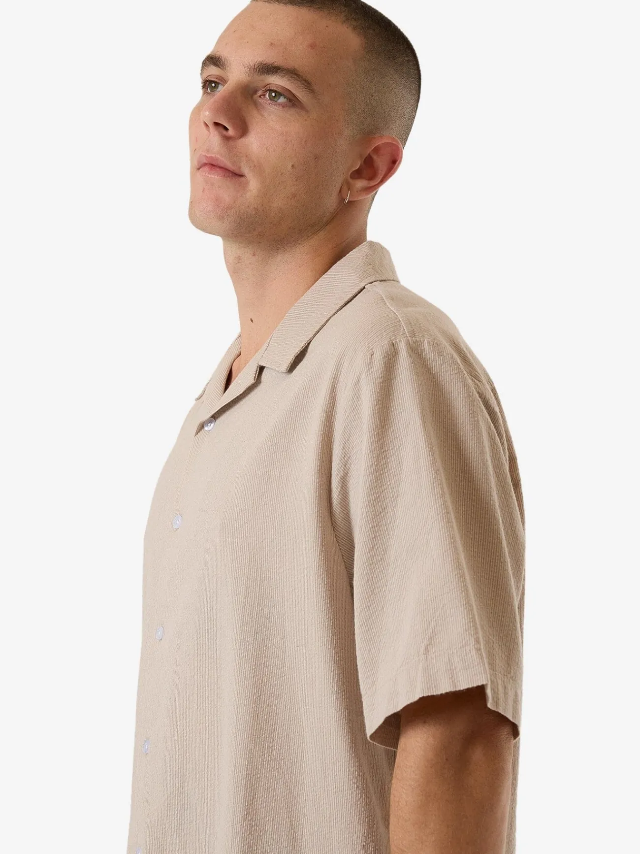 Clearance Thrills Minimal Stripe Bowling Shirt - Brindle