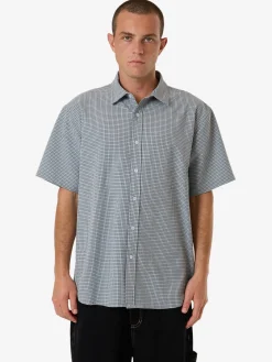 Discount Thrills Morphing Check Short Sleeve Shirt - Crystal Blue CrystalBlue