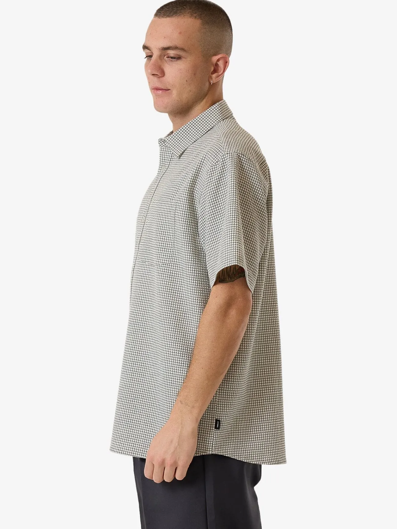 Hot Thrills Morphing Check Short Sleeve Shirt - Light Grey LightGrey