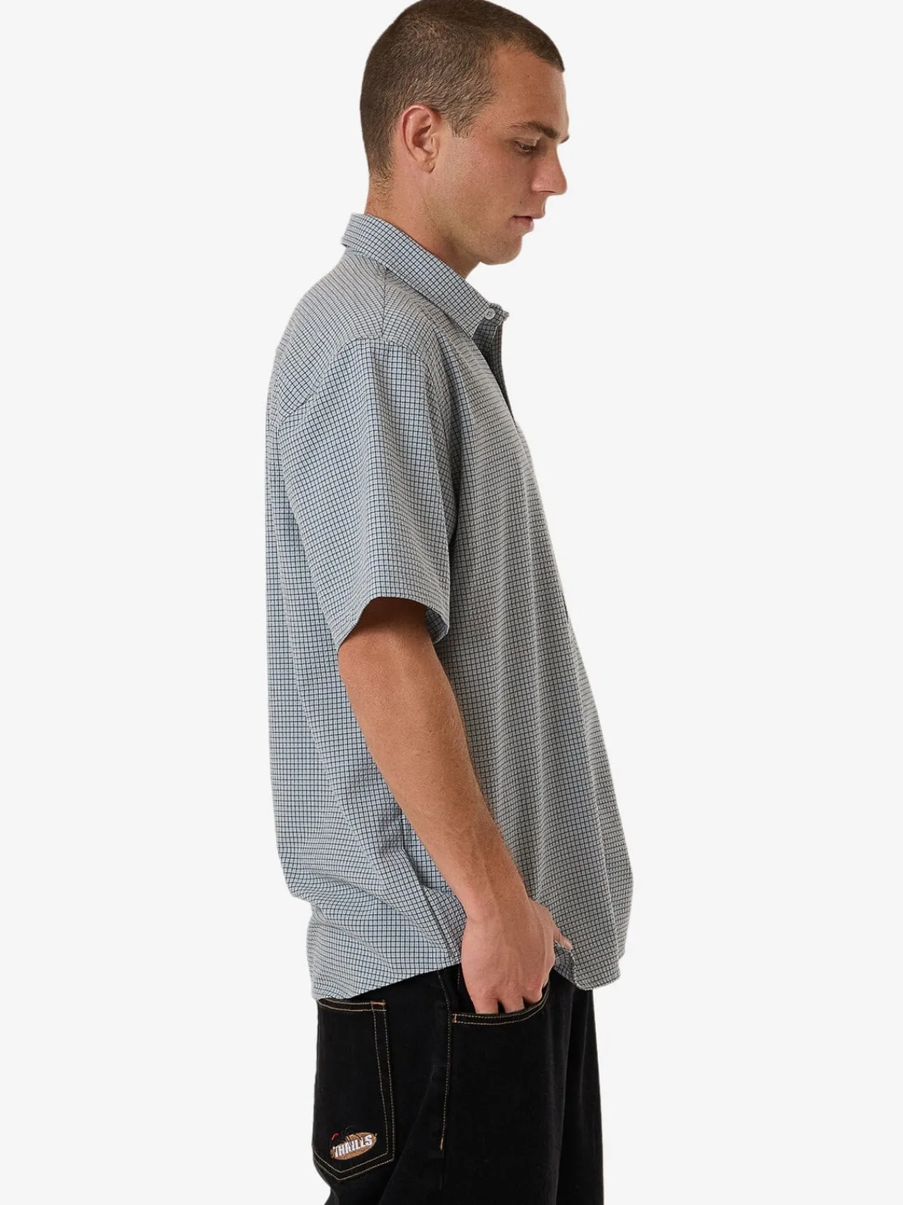 Discount Thrills Morphing Check Short Sleeve Shirt - Crystal Blue CrystalBlue