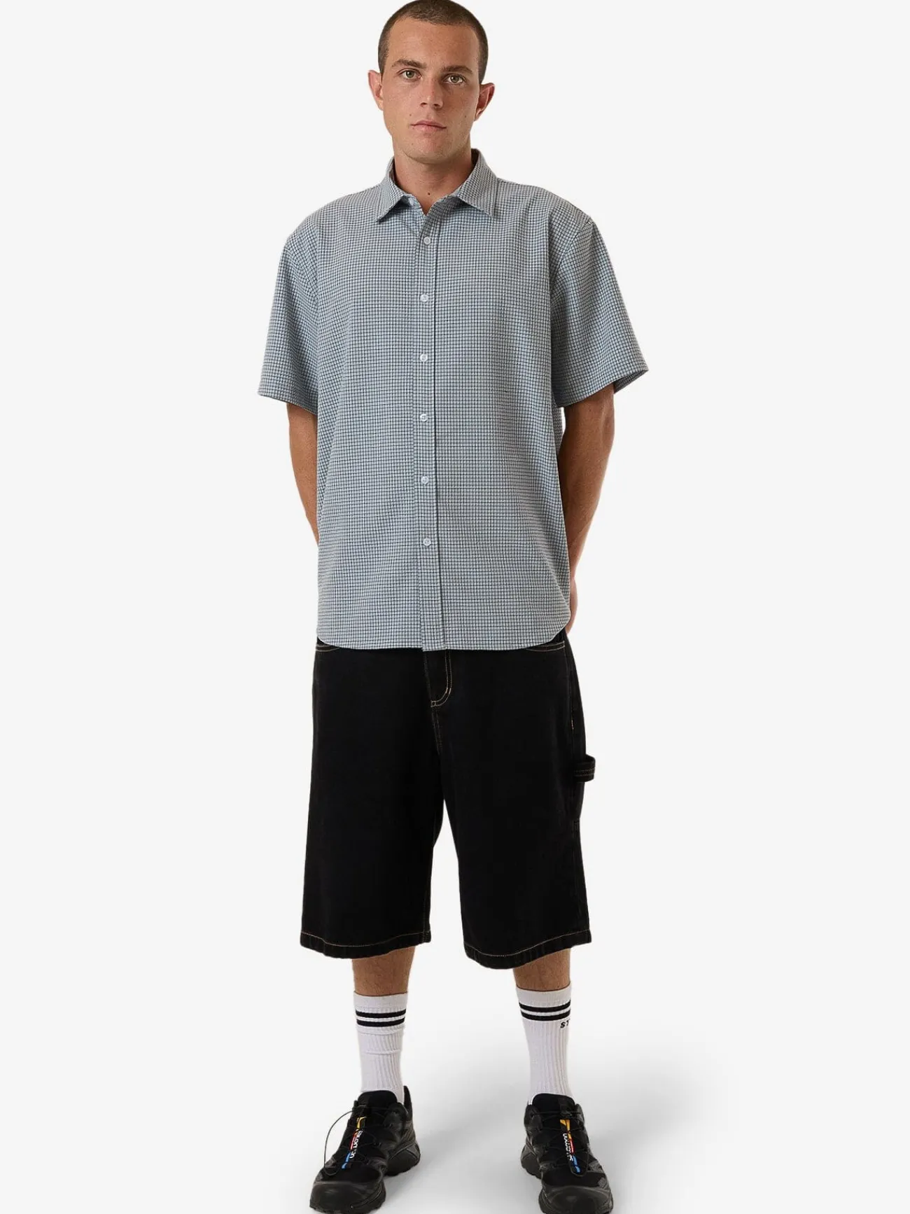 Discount Thrills Morphing Check Short Sleeve Shirt - Crystal Blue CrystalBlue