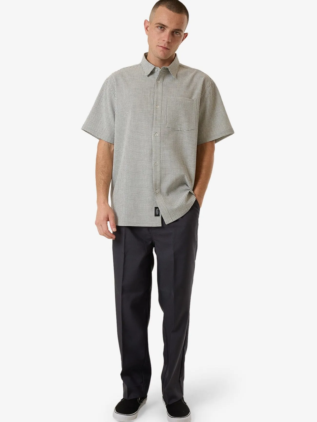 Hot Thrills Morphing Check Short Sleeve Shirt - Light Grey LightGrey