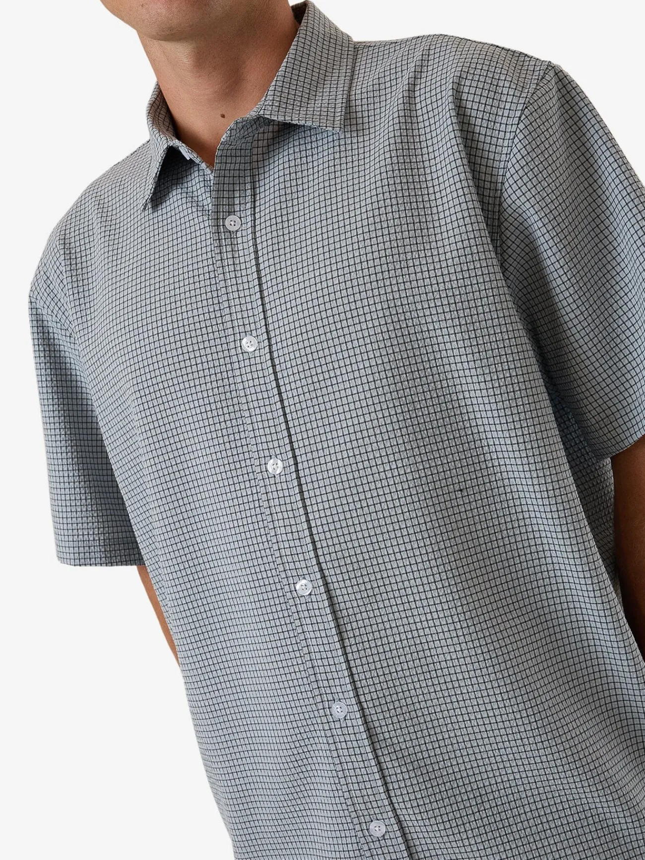 Discount Thrills Morphing Check Short Sleeve Shirt - Crystal Blue CrystalBlue