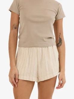 Online Thrills Olivia Pinstripe Elastic Short - Tofu
