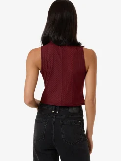 New Thrills Petra Mesh Top - Dark Cherry DarkCherry