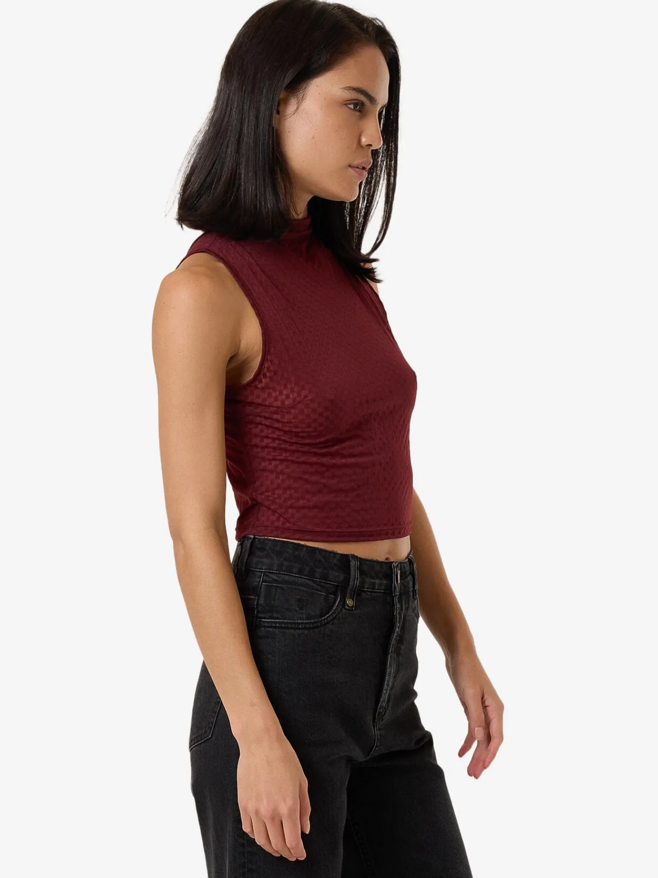 New Thrills Petra Mesh Top - Dark Cherry DarkCherry