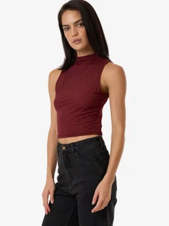 New Thrills Petra Mesh Top - Dark Cherry DarkCherry