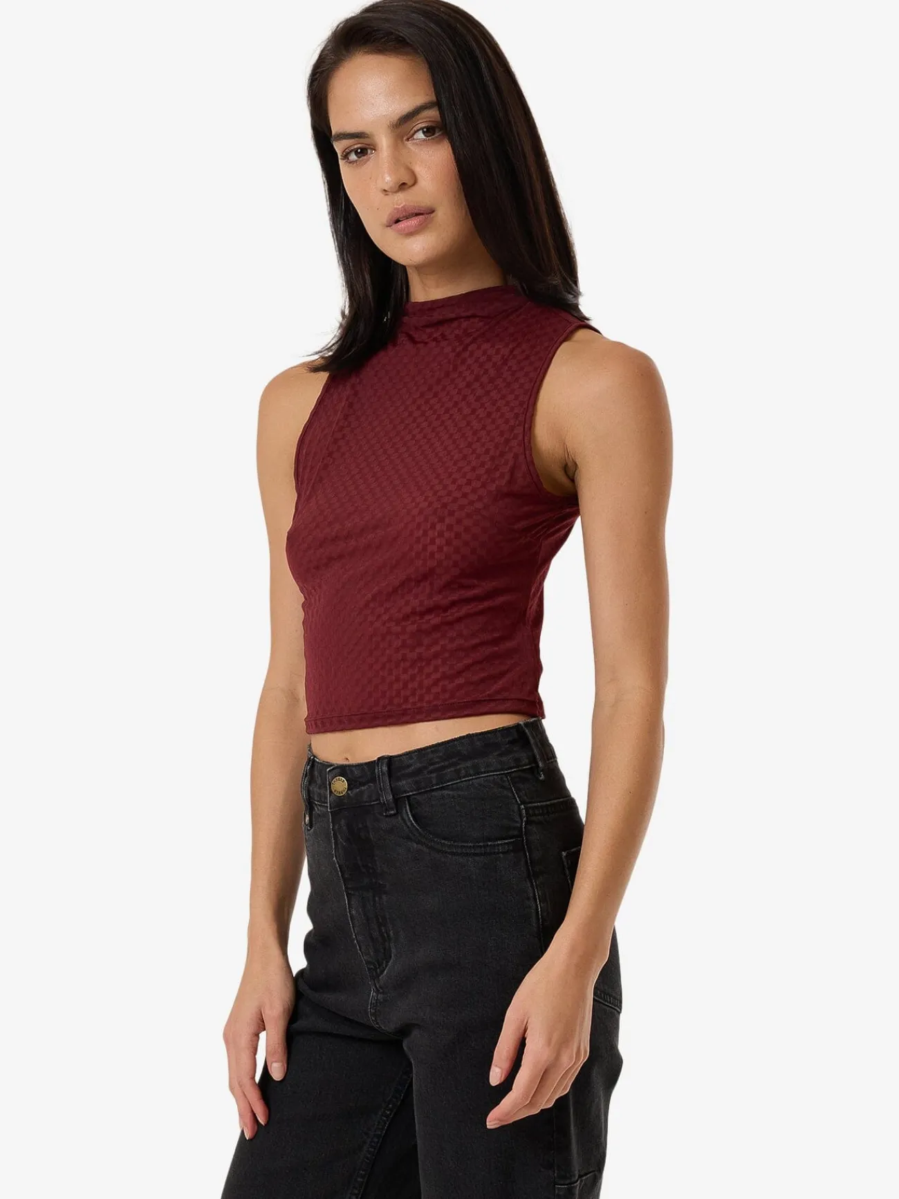 New Thrills Petra Mesh Top - Dark Cherry DarkCherry