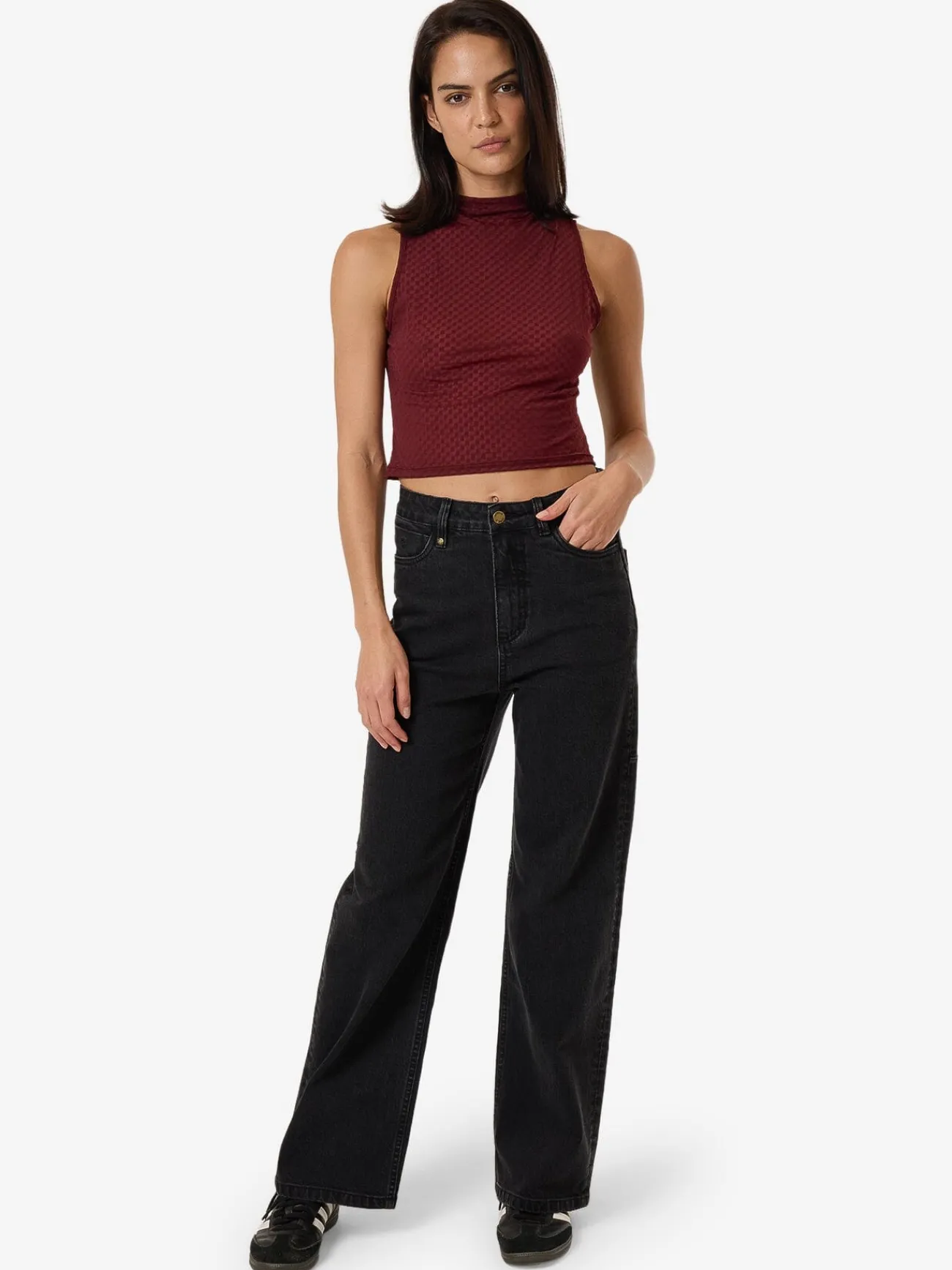 New Thrills Petra Mesh Top - Dark Cherry DarkCherry