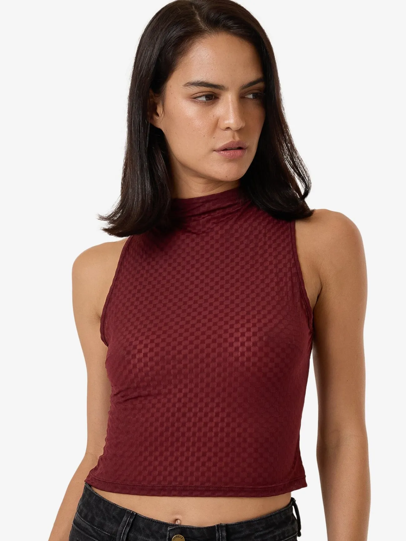 New Thrills Petra Mesh Top - Dark Cherry DarkCherry