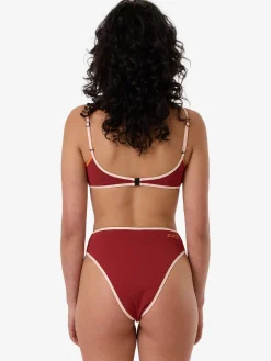 Clearance Thrills Petra 90S High Cut Bikini Bottom - Crimson