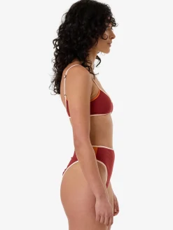 Clearance Thrills Petra 90S High Cut Bikini Bottom - Crimson