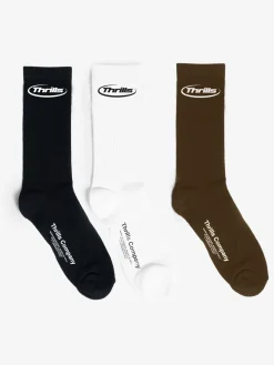 Clearance Thrills Pharm 3 Pack Sock - Black - White - Postal Brown PostalBrown