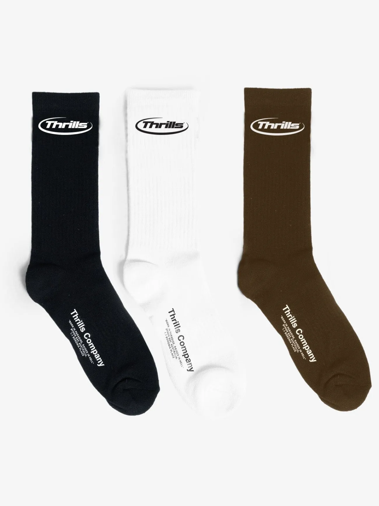 Clearance Thrills Pharm 3 Pack Sock - Black - White - Postal Brown PostalBrown