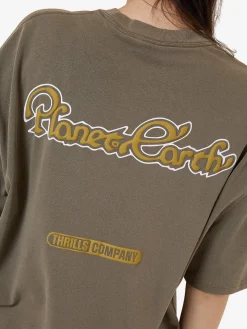 Hot Thrills Planet Earth Oversized Tee - Tarmac
