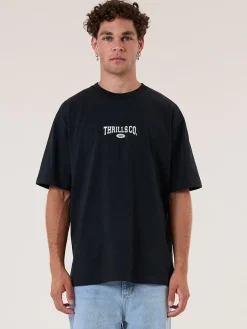 Discount Thrills Recruit Oversized Fit Tee - Washed Black WashedBlack