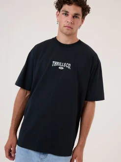 Discount Thrills Recruit Oversized Fit Tee - Washed Black WashedBlack