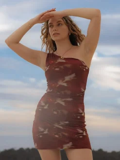 Outlet Thrills Rhapsody Floral Mini Dress - Cabernet