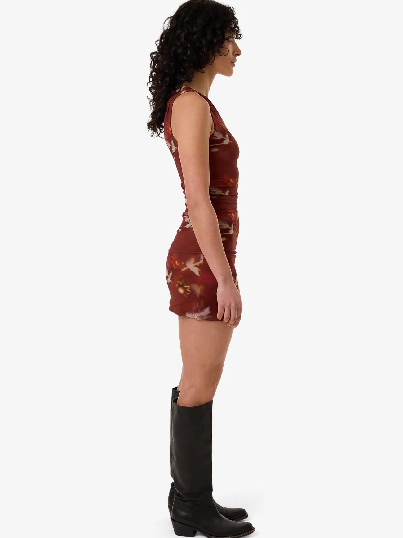 Outlet Thrills Rhapsody Floral Mini Dress - Cabernet