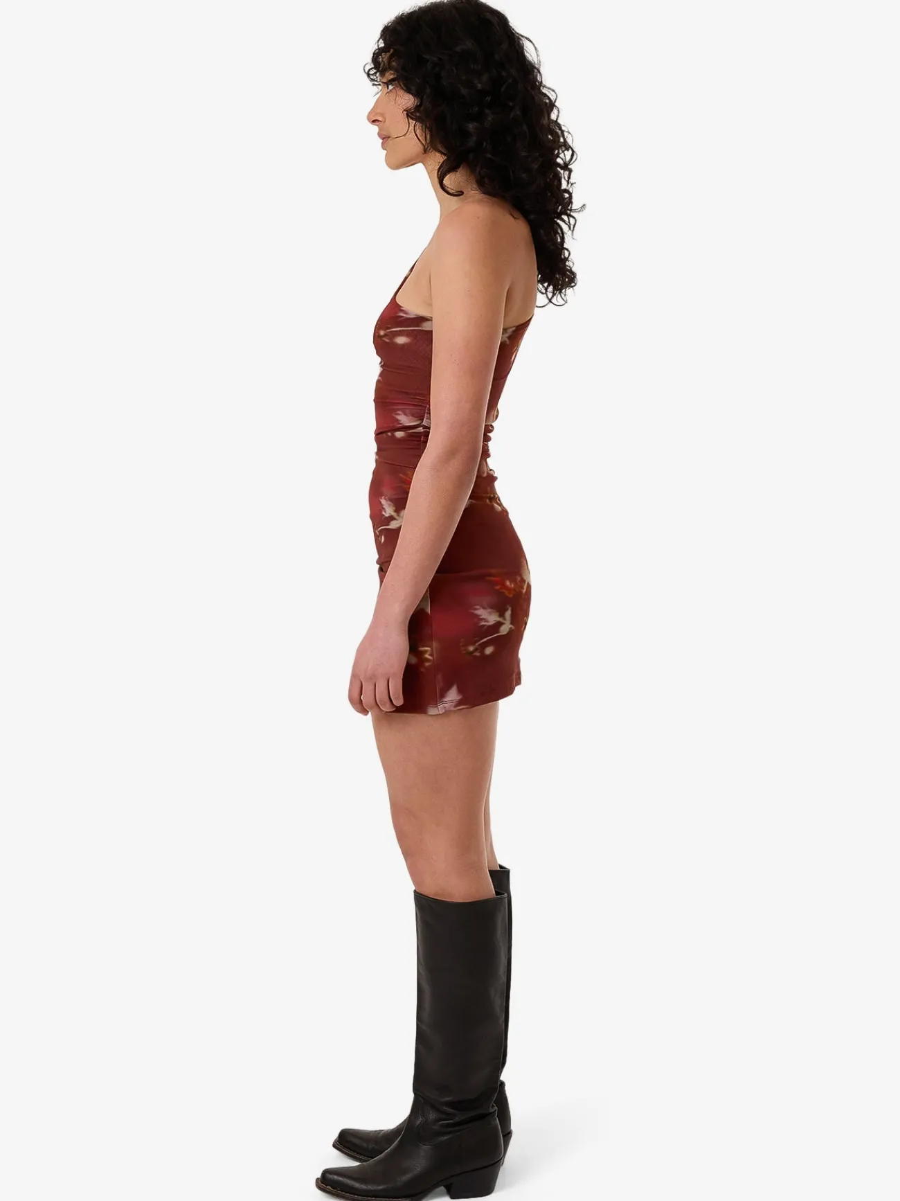 Outlet Thrills Rhapsody Floral Mini Dress - Cabernet