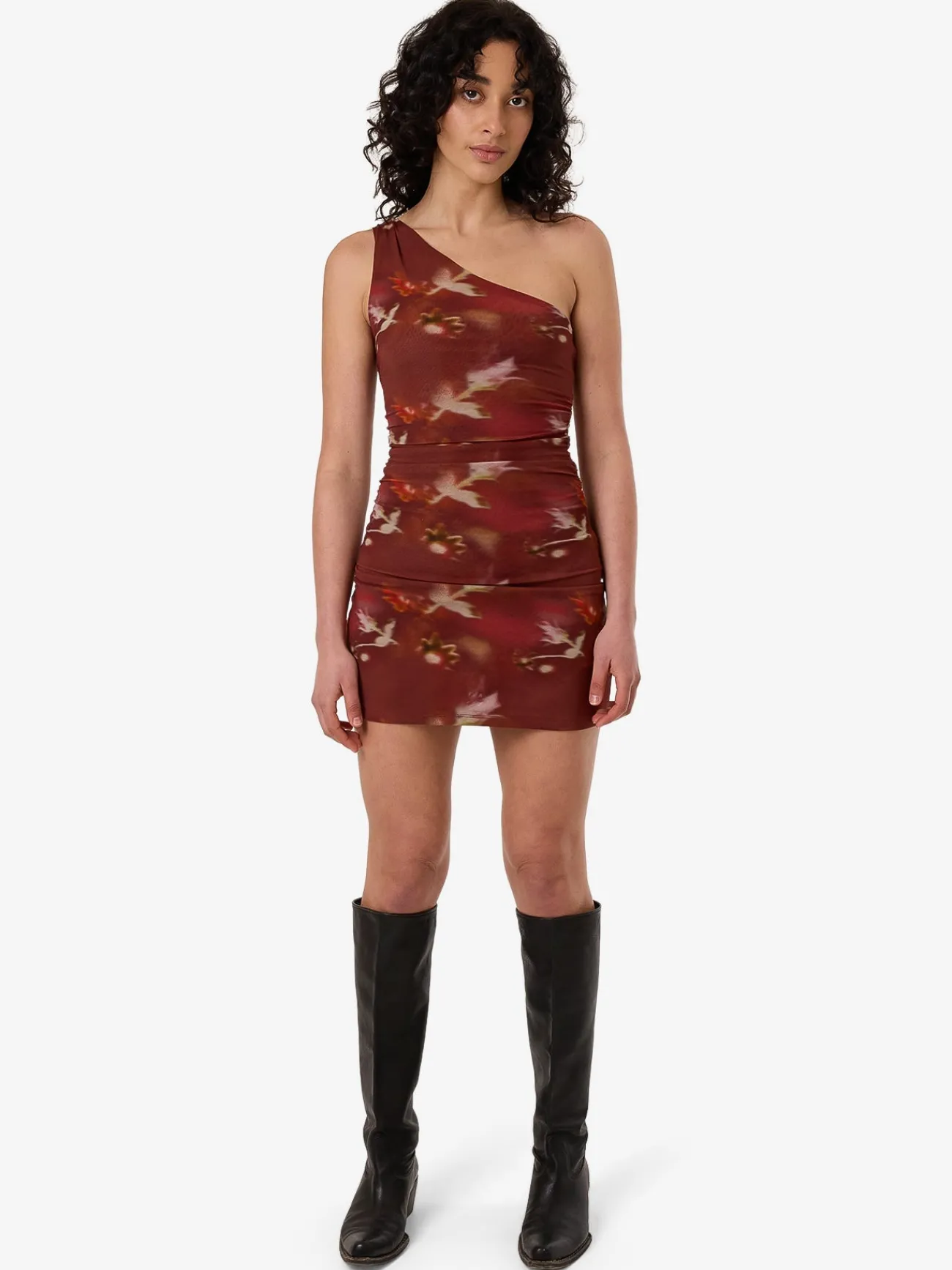 Outlet Thrills Rhapsody Floral Mini Dress - Cabernet