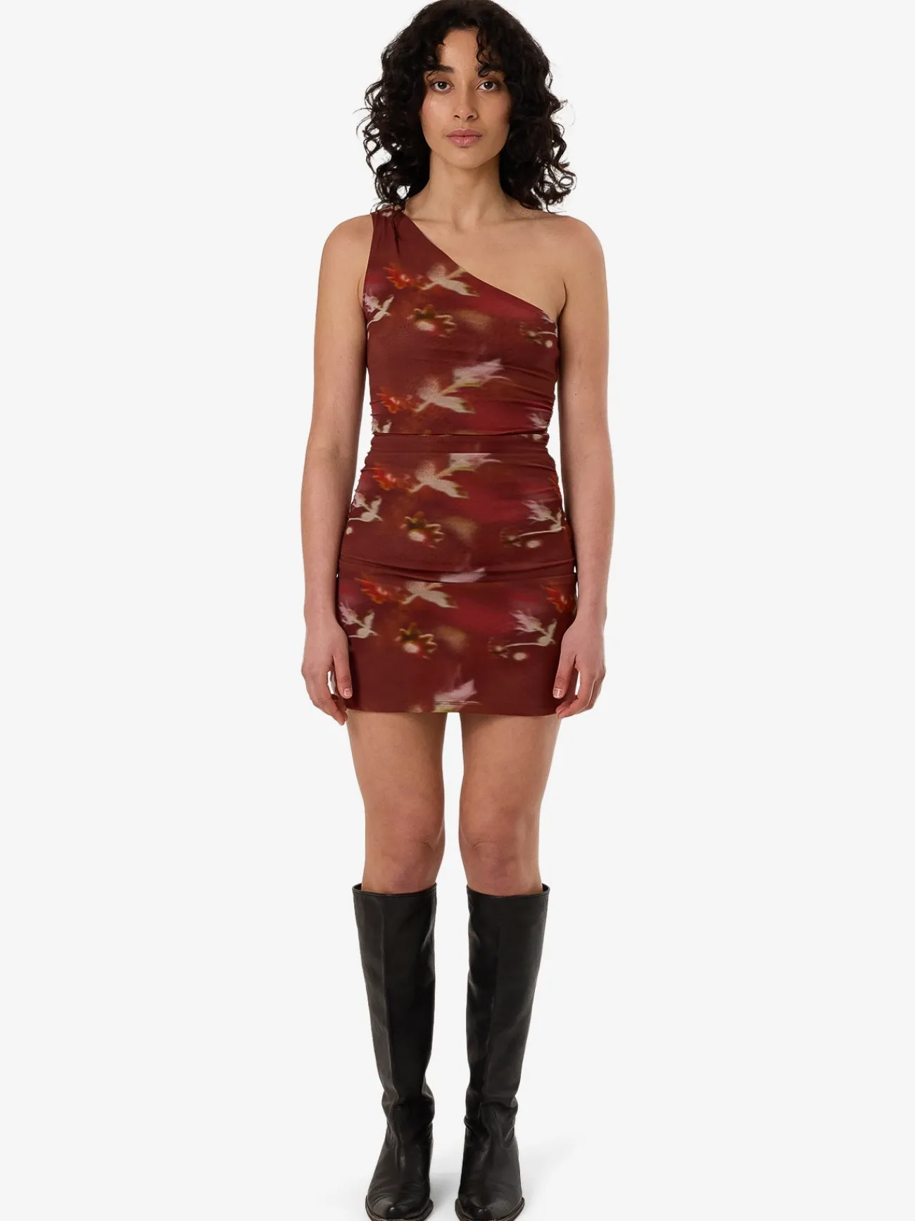 Outlet Thrills Rhapsody Floral Mini Dress - Cabernet