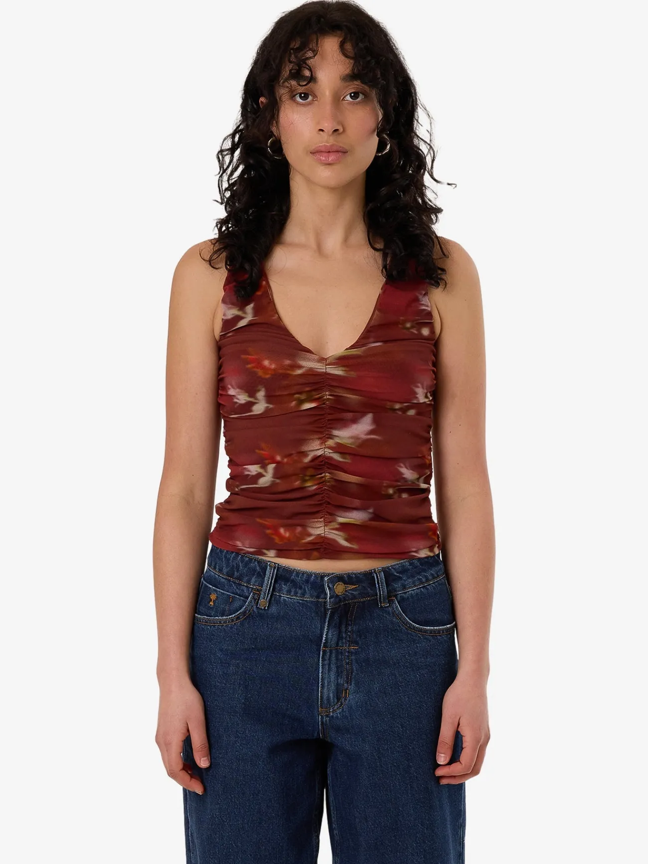 Sale Thrills Rhapsody Floral Top - Cabernet