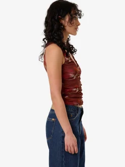 Sale Thrills Rhapsody Floral Top - Cabernet
