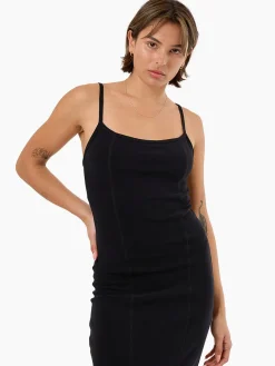Online Thrills Rib Seam Dress - Black