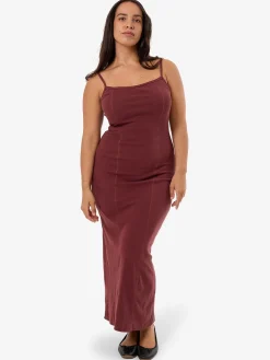 Clearance Thrills Rib Seam Dress - Dark Cherry DarkCherry