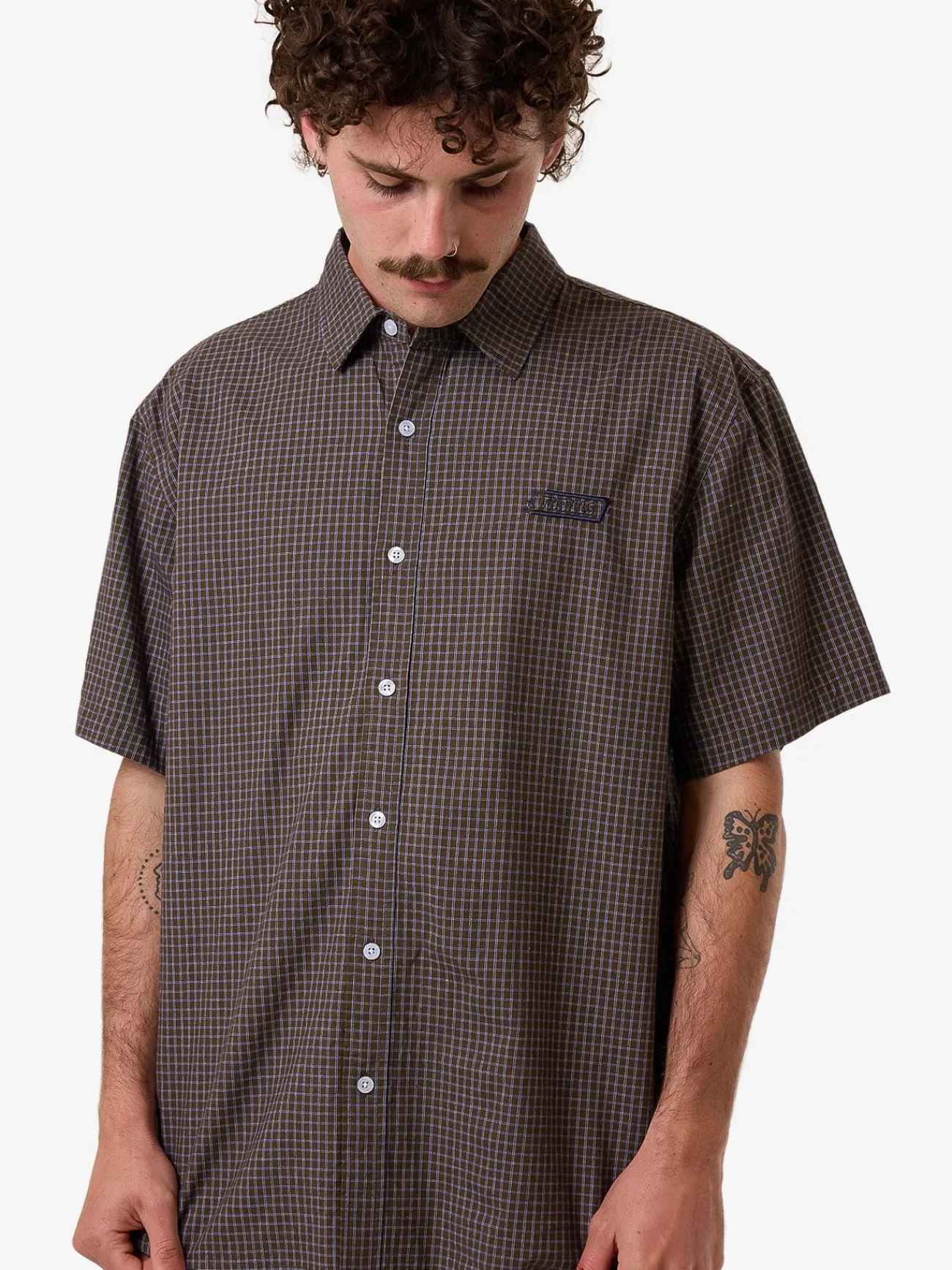 Online Thrills Ribbon Cutter Short Sleeve Shirt - Dark Olive DarkOlive