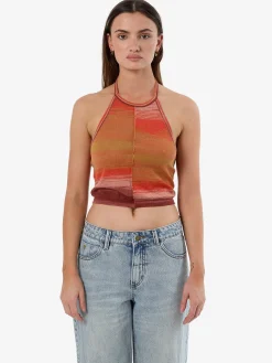 Clearance Thrills Rise Knit Halter Top - Berry