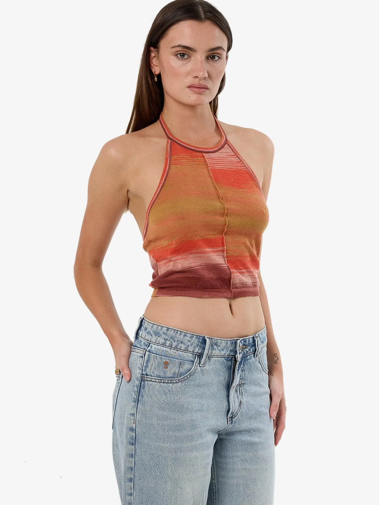 Clearance Thrills Rise Knit Halter Top - Berry