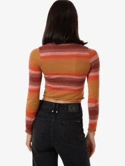 New Thrills Rise Knit Ls Top - Berry