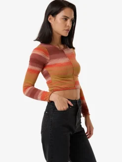New Thrills Rise Knit Ls Top - Berry