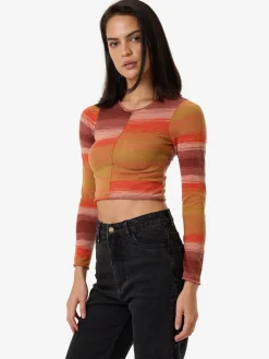 New Thrills Rise Knit Ls Top - Berry