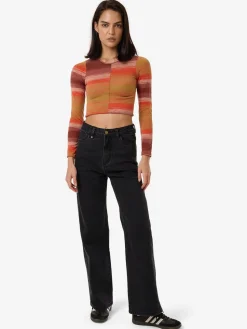 New Thrills Rise Knit Ls Top - Berry