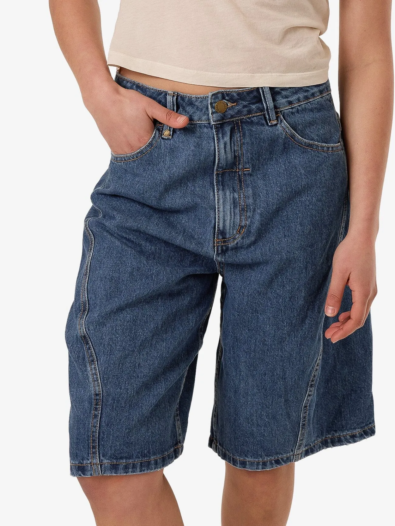 Outlet Thrills Ronnie Pieced Denim Short - Bright Mid Blue BrightMidBlue
