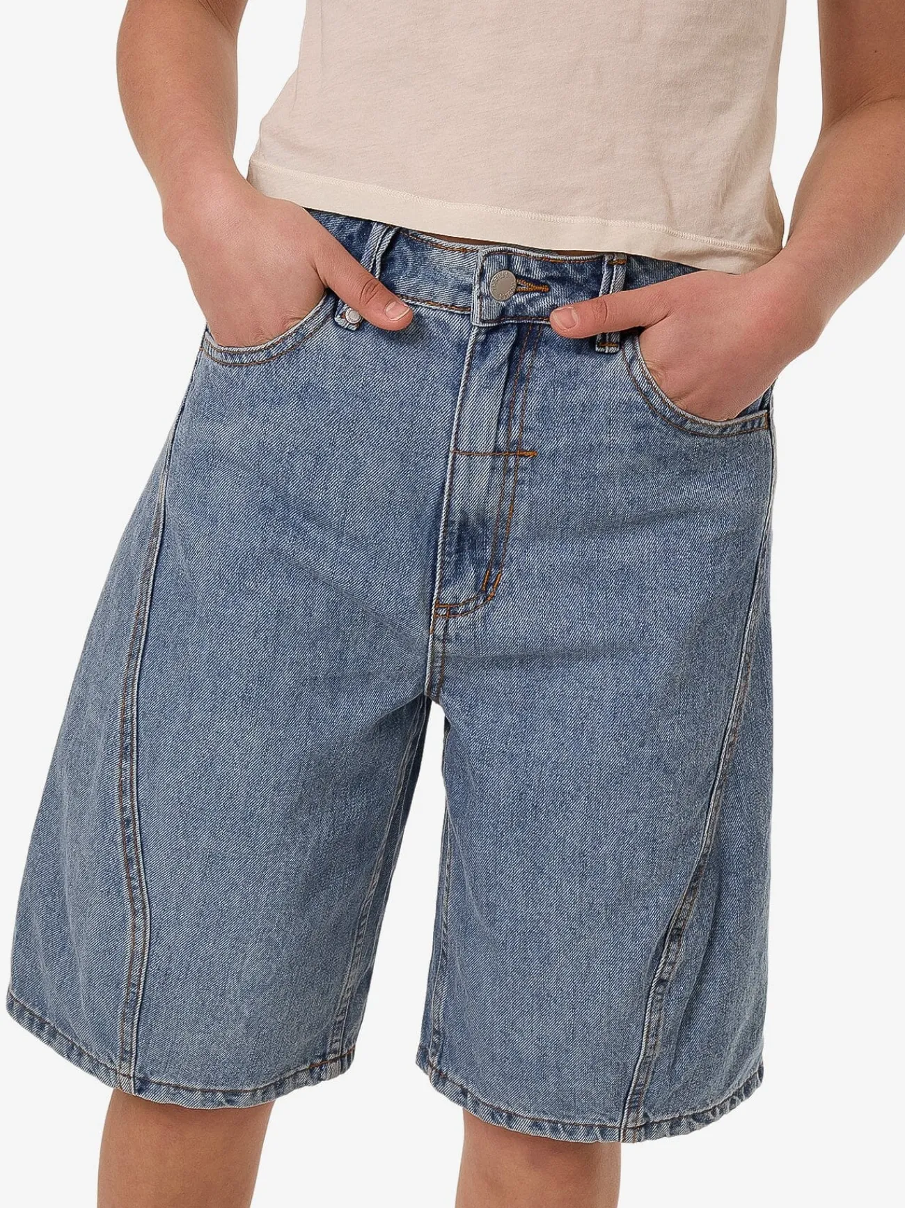 Outlet Thrills Ronnie Pieced Denim Short - Bright Mid Blue BrightMidBlue