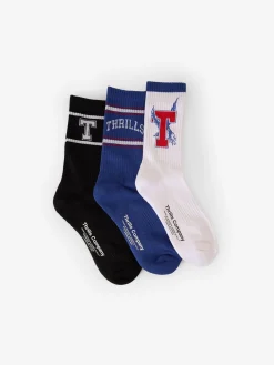 Clearance Thrills Roosevelt 3 Pack Sock - White - Limoges - Black