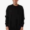 Online Thrills Roosevelt Emboss Oversize Crew Fleece - Black