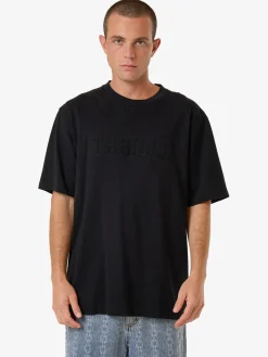 Discount Thrills Roosevelt Emboss Oversize Fit Tee - Black