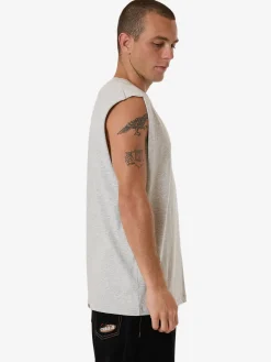 New Thrills Roosevelt Merch Fit Muscle Tee - Snow Marle SnowMarle