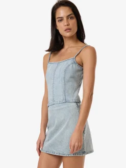 Discount Thrills Rory Denim Top - Tainted Blue TaintedBlue